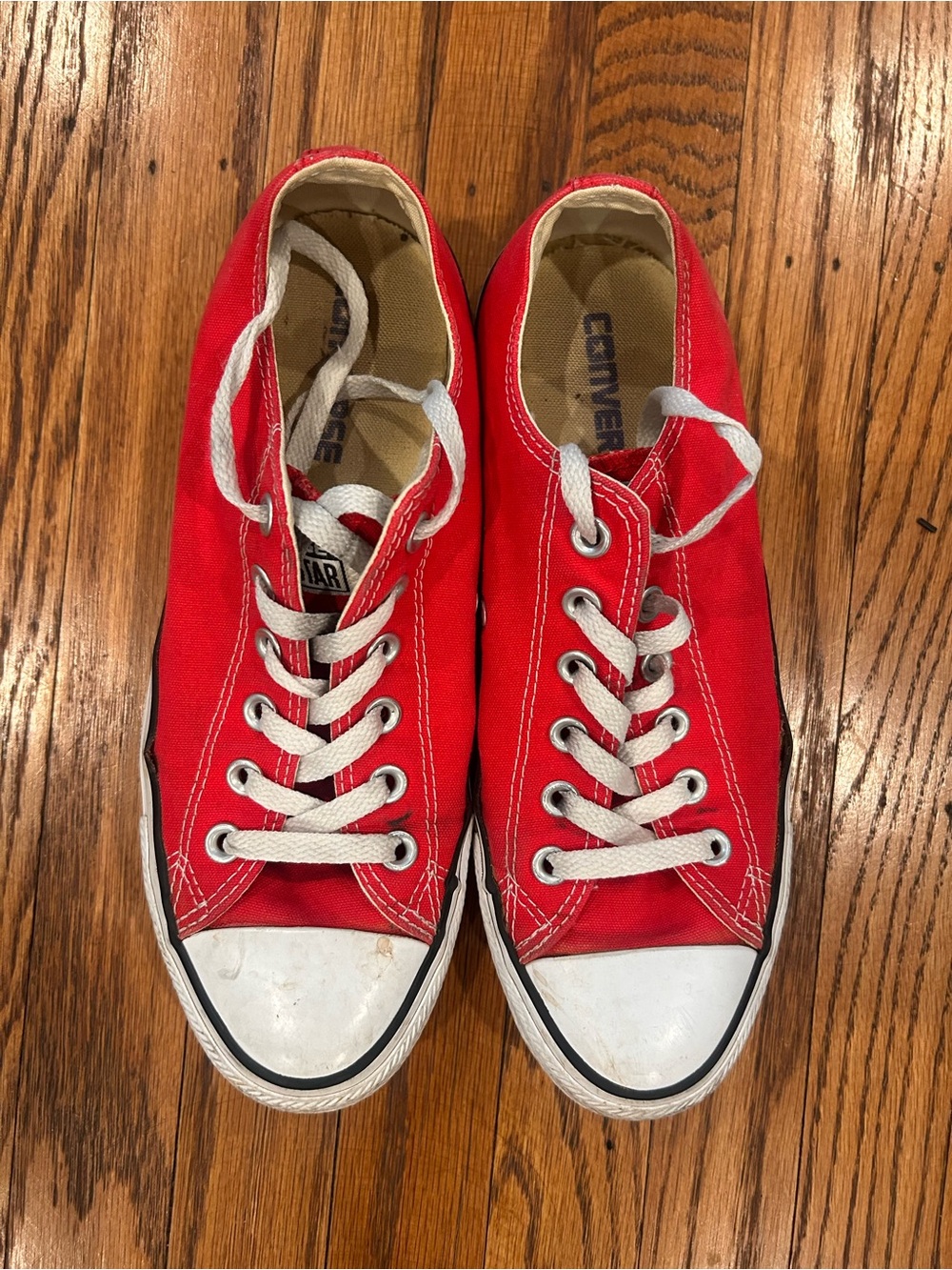 Converse Red Canvas Low-Top Sneakers with White Accents